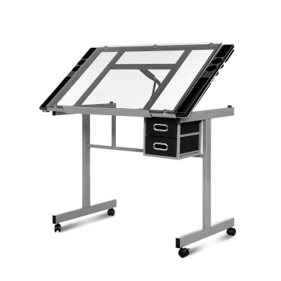 Drafting Glass Desk - Grey - ERGOPLUS OFFICE FURNITURE