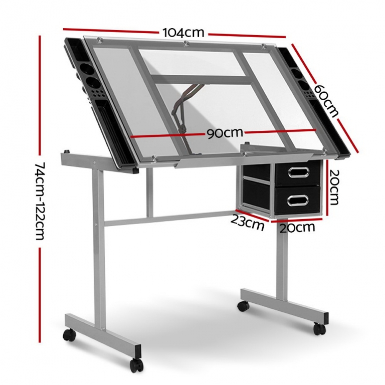 Drafting Glass Desk - Grey - ERGOPLUS OFFICE FURNITURE