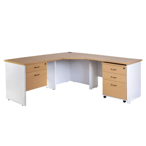 Logan corner workstation 1800x1800 oak/white