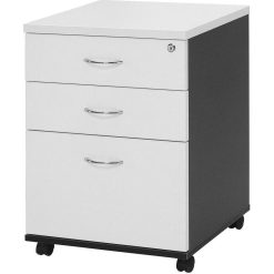 Logan Mobile Pedestal 3 drawer with lock white/Ironstone
