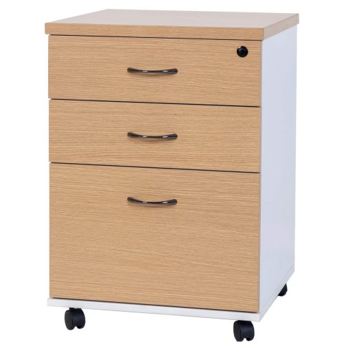 Logan Mobile Pedestal 3 drawer Oak/White