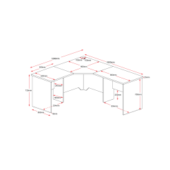 Rapid Worker Corner Workstation 1200x1800x600D Line Drawing