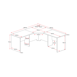 Rapid Worker Corner Workstation 1800x180x600D Line Drawing