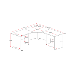 Rapid Worker Corner Workstation 2100x2100x600D Line Drawing