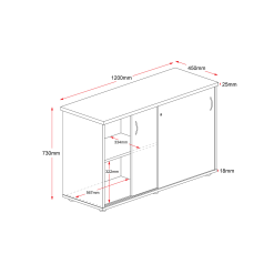 Rapid Worker Credenza 1200W Line Drawing