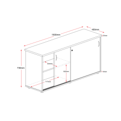 Rapid Worker Credenza 1500W Line Drawing