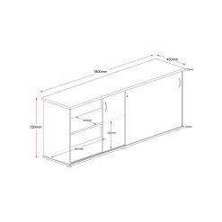 Rapid Worker Credenza 1800W Line Drawing