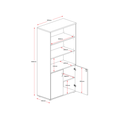 Rapid Worker Half Door Storage Cabinet Line Drawing