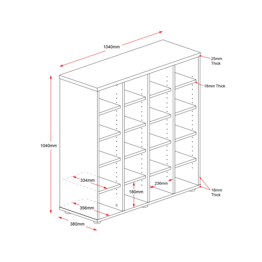 Rapid Worker Pigeon Hole Unit PH20 Line Drawing