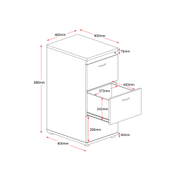 Rapid worker 3 Drawer Filing Cabinet Line Drawing