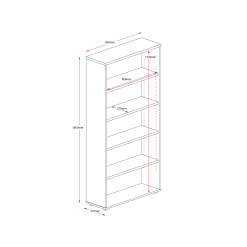Rapid worker Bookcase 1800x900 Line drawing